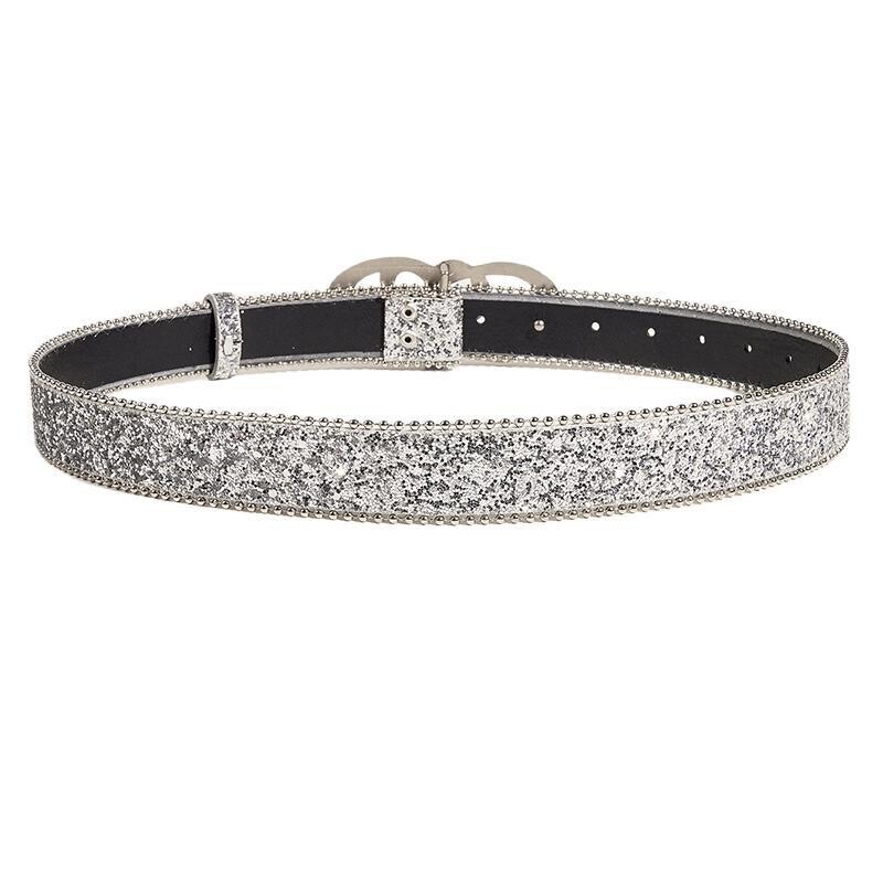 Rózsaszín flitteres női öv divat trend All-match farmer kiegészítők öv Hip-hop rock Y2k ezüst derékpánt szélessége 3,3 cm