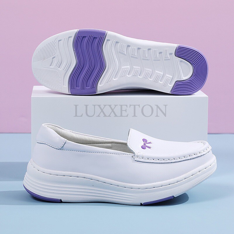 Pantofi plati pentru femei din piele naturală Mocasini pentru femei Mocasini Muncă sănătoasă Merge moale, antiderapante, pantofi pentru asistentă medicală