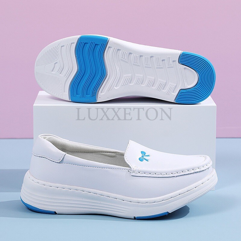 Pantofi plati pentru femei din piele naturală Mocasini pentru femei Mocasini Muncă sănătoasă Merge moale, antiderapante, pantofi pentru asistentă medicală