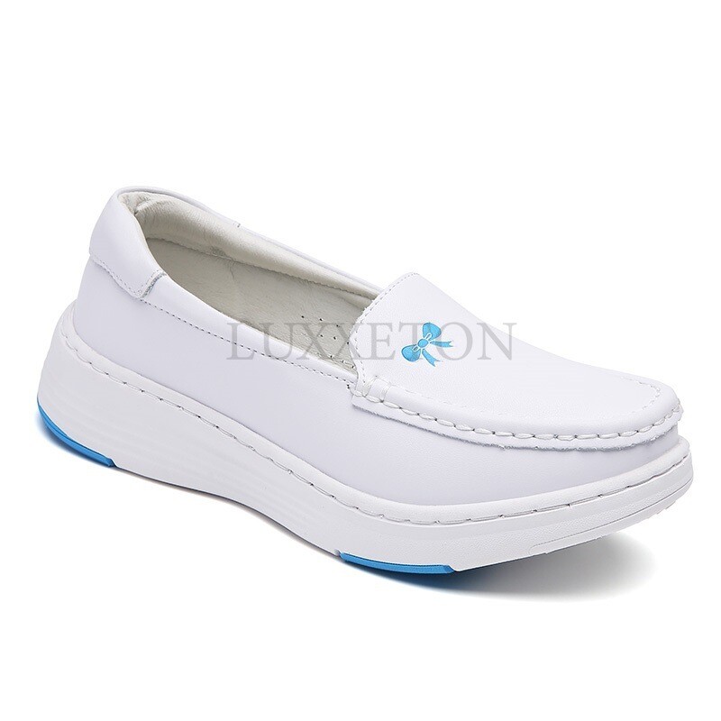 Pantofi plati pentru femei din piele naturală Mocasini pentru femei Mocasini Muncă sănătoasă Merge moale, antiderapante, pantofi pentru asistentă medicală