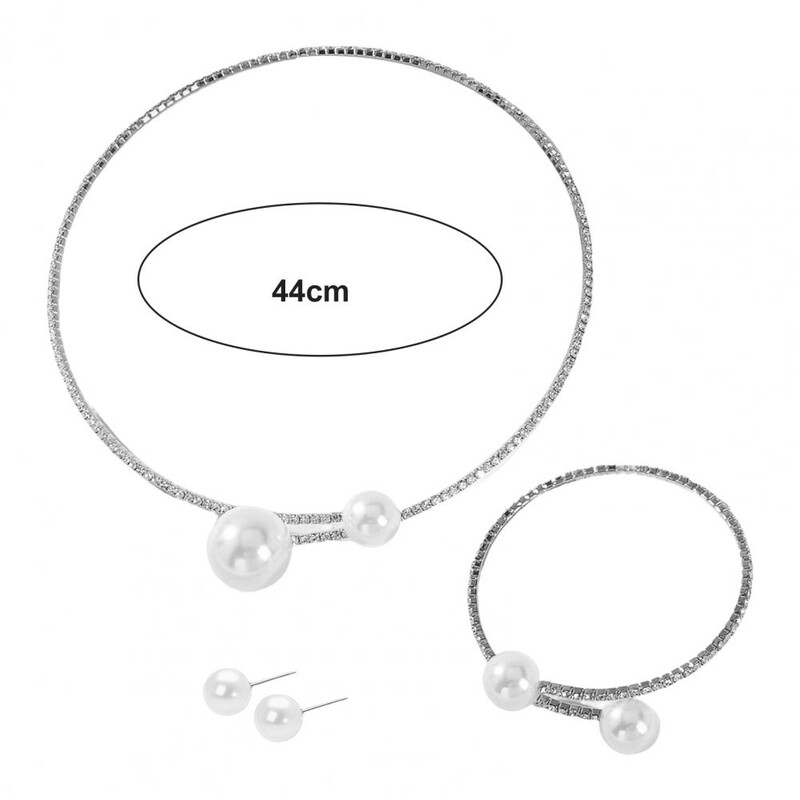 1 szett női ékszer szett műgyöngy polírozott kontraszt színű nyíló strassz test dekoráció állítható fülcsavar kulcscsont nyak