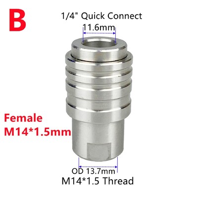 Iselukustuv 1/4" kiirühenduse hoidik erinevate kinnituskeermetega M14 G1/4 M22 kõrgsurvepesupüstoli jaoks