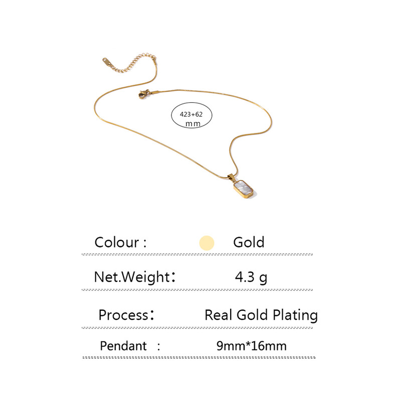 Yhpup dvostrana crno-bijela emajlirana ogrlica s privjeskom od prirodne školjke za žene od nehrđajućeg čelika, metalna ogrlica s temperamentom