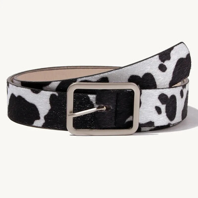PU Cow Pattern Fur Waisband Famle Модно луксозно дизайнерско палто Дънки Декоративен колан Сладък личен тренд колан за жени