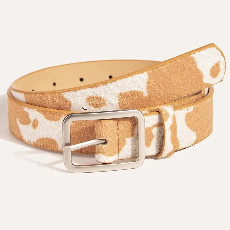 PU tehénmintás szőrme derékszíj Famle divat luxus dizájn kabát farmer Dekoratív öv Aranyos egyéniség trendi öv nőknek