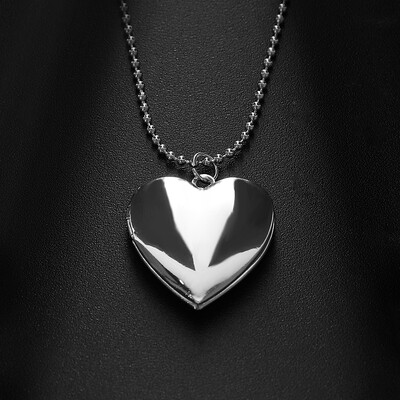 1vnt Širdies formos fotonuotraukų medaliono pakabukai moterims Vyriški atidaromi nuotraukų rėmeliai Blizgūs nerūdijančio plieno karoliai Meilės apykaklė