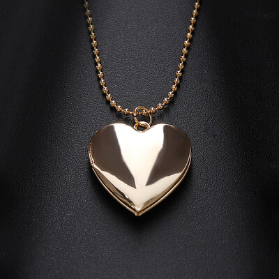 1vnt Širdies formos fotonuotraukų medaliono pakabukai moterims Vyriški atidaromi nuotraukų rėmeliai Blizgūs nerūdijančio plieno karoliai Meilės apykaklė