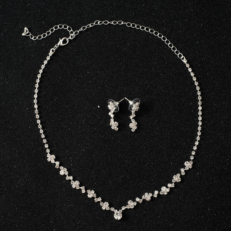 Μόδα Γυναικεία Κολιέ Σκουλαρίκια Σετ κράμα Rhinestone Γάμος Νυφικό Γυναικείο Σκουλαρίκι Κολιέ Κοσμήματα Αξεσουάρ H9