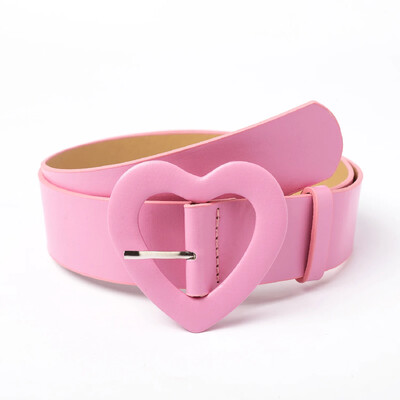 Cureaua Lata Roz Noua Buton Dragoste Femei Curea Rosie Rosie Decorat Fusta Fata Curea de moda din piele pu