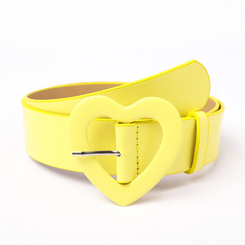 Cureaua Lata Roz Noua Buton Dragoste Femei Curea Rosie Rosie Decorat Fusta Fata Curea de moda din piele pu