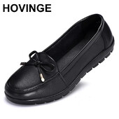 HOVINGE Dámske mokasíny z pravej kože, pohodlné balerínky, nazúvacie, pre mamičky, jarné topánky, väčšie veľkosti 34-43