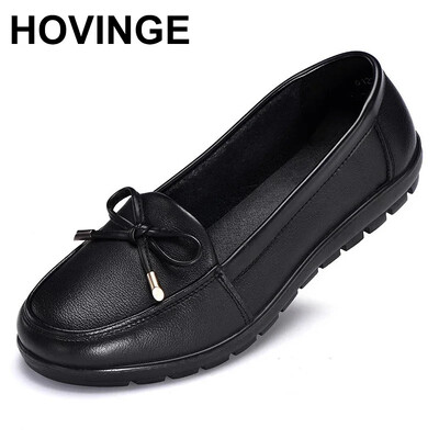 HOVINGEG Γυναικεία Loafers Παπούτσια από γνήσιο δέρμα Άνετα φλατ μαμά Γυναικεία παπούτσια Γυναικεία Ανοιξιάτικα Γυναικεία Παπούτσια Plus Size 34-43