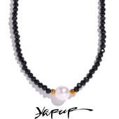 Yhpup fekete kristálygyöngyök lánc rozsdamentes acél természetes gyöngy nyaklánc nőknek kézzel készített kereskedelem divatos egyszerű ékszerek