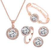 Κλασικό Υψηλής Ποιότητας Κυβικό Ζιργκόν Κρεμαστό Κολιέ Σκουλαρίκια Δαχτυλίδι Βραχιόλι Κοσμήματα Σετ γοητευτικό από τιτάνιο ατσάλι για γυναίκες δώρα