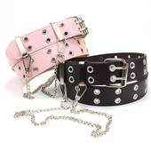 Všestranný punkový opasok Dámske oblečenie Niche Design Sensibility Pink Chain Jeans Belt Air Eyelet Dámsky džínsový pás