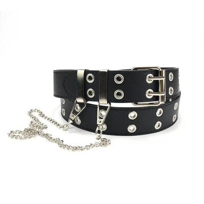 Všestranný punkový opasok Dámske oblečenie Niche Design Sensibility Pink Chain Jeans Belt Air Eyelet Dámsky džínsový pás