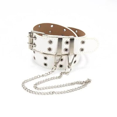 Všestranný punkový opasok Dámske oblečenie Niche Design Sensibility Pink Chain Jeans Belt Air Eyelet Dámsky džínsový pás
