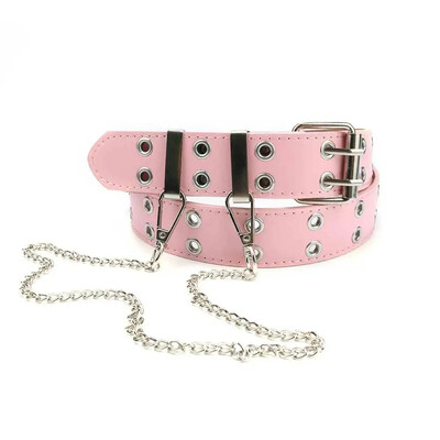 Všestranný punkový opasok Dámske oblečenie Niche Design Sensibility Pink Chain Jeans Belt Air Eyelet Dámsky džínsový pás