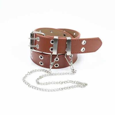 Všestranný punkový opasok Dámske oblečenie Niche Design Sensibility Pink Chain Jeans Belt Air Eyelet Dámsky džínsový pás