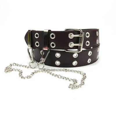 Všestranný punkový opasok Dámske oblečenie Niche Design Sensibility Pink Chain Jeans Belt Air Eyelet Dámsky džínsový pás