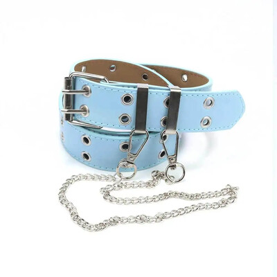 Všestranný punkový opasok Dámske oblečenie Niche Design Sensibility Pink Chain Jeans Belt Air Eyelet Dámsky džínsový pás