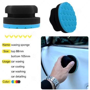 4\' Car Waxing Sponge Полираща подложка Апликатор с шестоъгълна ръкохватка Восъчна подложка за гуми за автомобилно покритие Почистване на блясък на колела Измиване