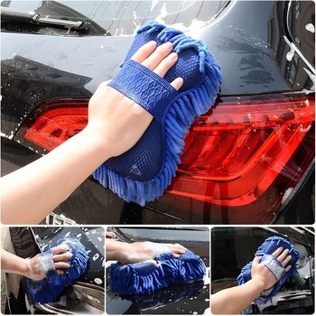 Car Wash Mitt Microfiber, Premium Chenille Σφουγγάρι πλυσίματος αυτοκινήτου, Κιτ καθαρισμού απορροφητικών χωρίς γρατσουνιές και χνούδι, εργαλεία πλυσίματος με ξεσκονόπανο