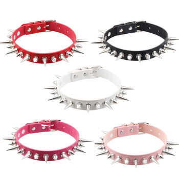 Punk Long Spike Choker από συνθετικό δέρμα κολάρο για γυναίκες Ανδρικά Αξεσουάρ Κολιέ κολιέ με καρφώματα με καρφιά Chocker 2024