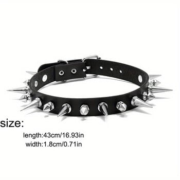 Punk Long Spike Choker από συνθετικό δέρμα κολάρο για γυναίκες Ανδρικά Αξεσουάρ Κολιέ κολιέ με καρφώματα με καρφιά Chocker 2024