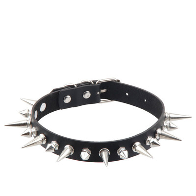Punk hosszú tüskés choker műbőr gallér nőknek, férfiaknak. Menő, nagy szegecsekkel szegecselt Chocker gót stílusú nyaklánc kiegészítők 2024