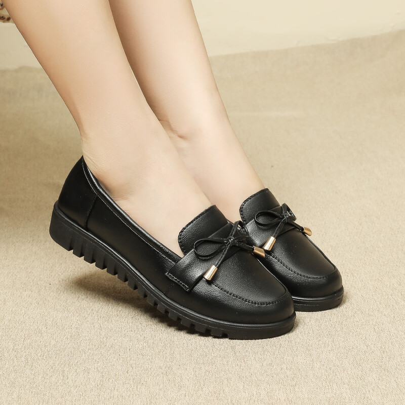 Neslystantys darbiniai batai moteriški plokščia apačia laisvalaikio odiniai patogūs biuro batai juodi moteriški odiniai žemakulniai Eva kapsulė