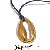 Yhpup Statement Crni lančić od užeta Ogrlica s privjeskom od metalne školjke od nehrđajućeg čelika za žene Vodootporan Trendy nakit Poklon za 2024.