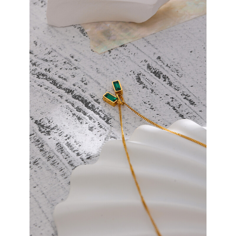 Yhpup rozsdamentes acél zöld köbös cirkónia medál nyaklánc női ékszer nyilatkozat stílusos egyedi tervezésű gallér ajándék