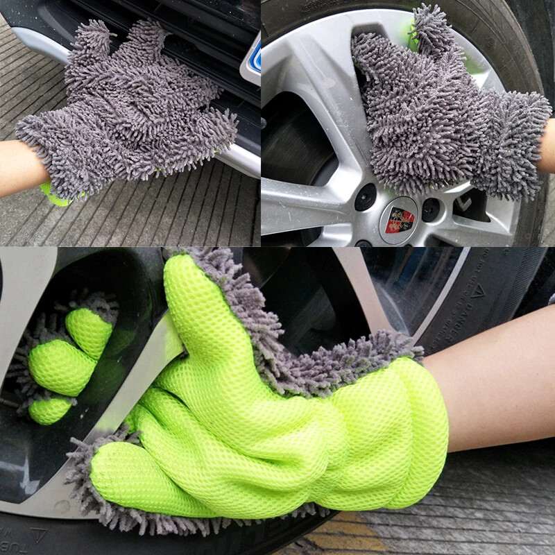 Chenille Rukavice na umývanie auta, mikrovláknové utierky, špongia na auto, bez poškriabania, čistenie auta, koralový zamatový obojstranný nástroj na čistenie auta