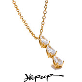 Yhpup Delicat, strălucitor, zirconiu cubic, picătură de apă, guler, pandantiv, oțel inoxidabil 2024, bijuterii de modă dulce și chic, cadou