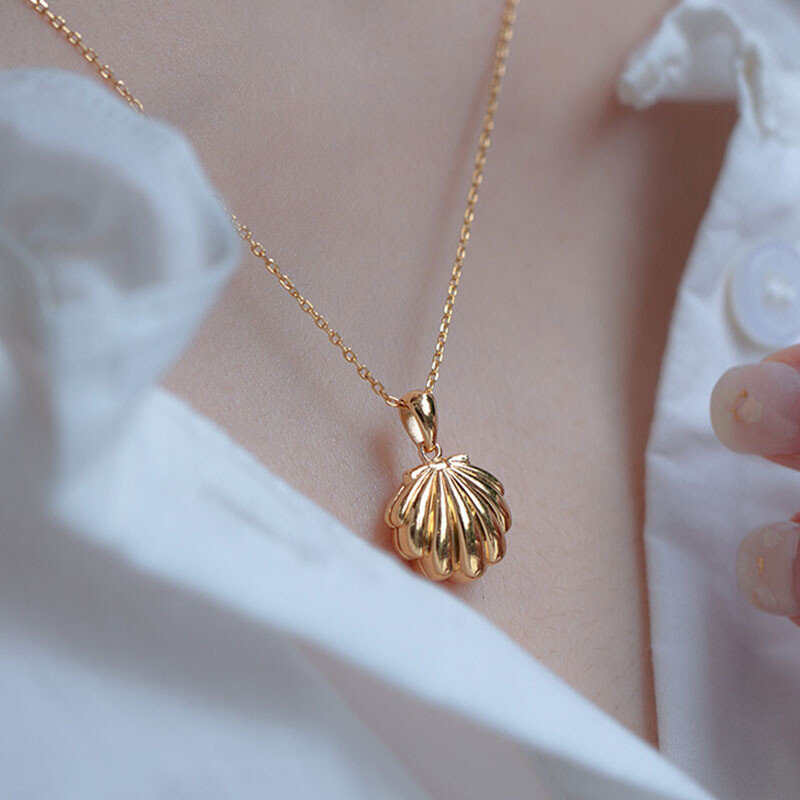 Aranyozott kagylós varázs nyaklánc fiatal nőnek, édes parti esküvői ékszerek édesvízi gyöngyház medál nyaklánc ajándék neki