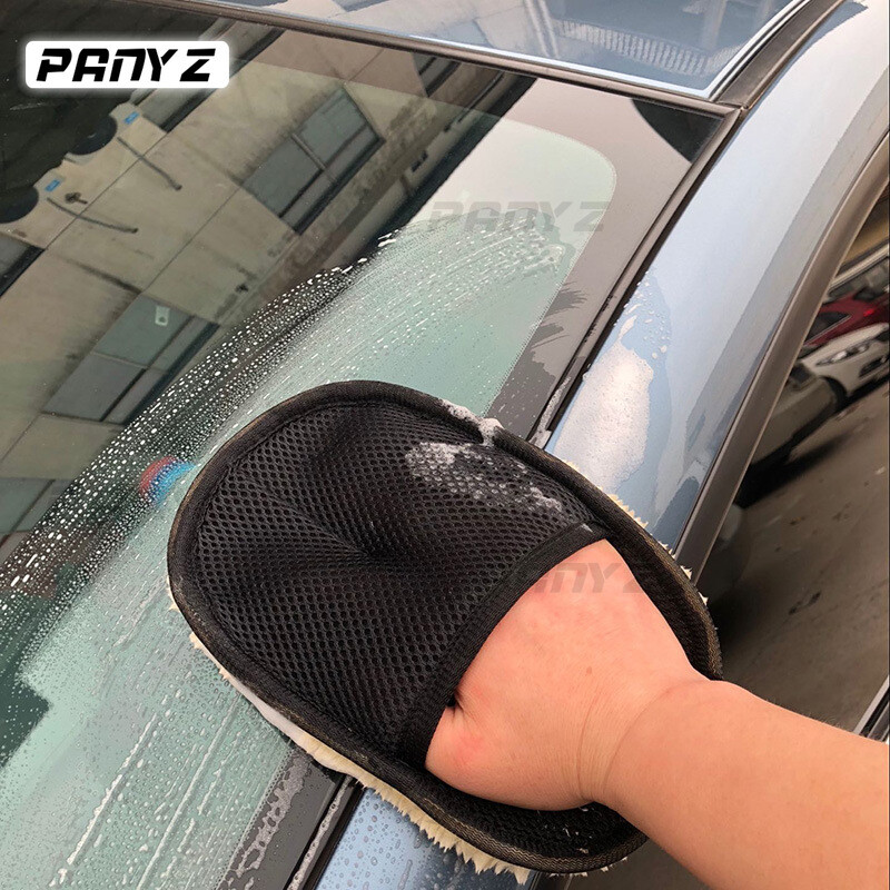 1vnt Minkštos pliušinės pastorintos meškos letenų pirštinės Nuvalykite automobilių vaškavimą grožio automobilių valymo skudurėliu