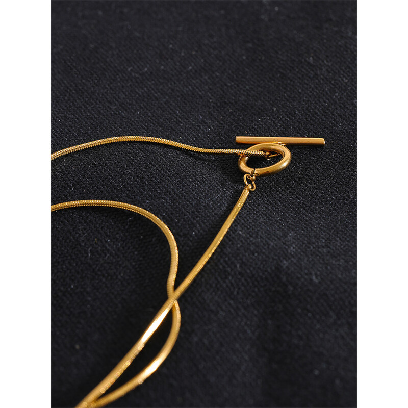 Yhpup Lanț de stivuire dublu strat din oțel inoxidabil Colier de bază Culoare aurie Bijuterii de zi cu zi Bijoux femei