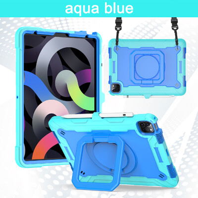 Pentru husă iPad 7th 8th 9th 10th Air 3rd 4th 5th Pro 11 Mini 6th mâner rotativ Suport tabletă Kickstand Curea de umăr Rezistent la șocuri