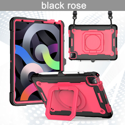 Pentru husă iPad 7th 8th 9th 10th Air 3rd 4th 5th Pro 11 Mini 6th mâner rotativ Suport tabletă Kickstand Curea de umăr Rezistent la șocuri