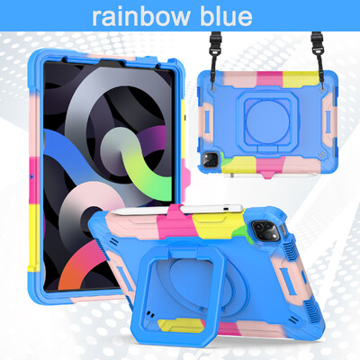 Pentru husă iPad 7th 8th 9th 10th Air 3rd 4th 5th Pro 11 Mini 6th mâner rotativ Suport tabletă Kickstand Curea de umăr Rezistent la șocuri