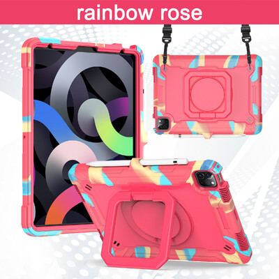 Pentru husă iPad 7th 8th 9th 10th Air 3rd 4th 5th Pro 11 Mini 6th mâner rotativ Suport tabletă Kickstand Curea de umăr Rezistent la șocuri