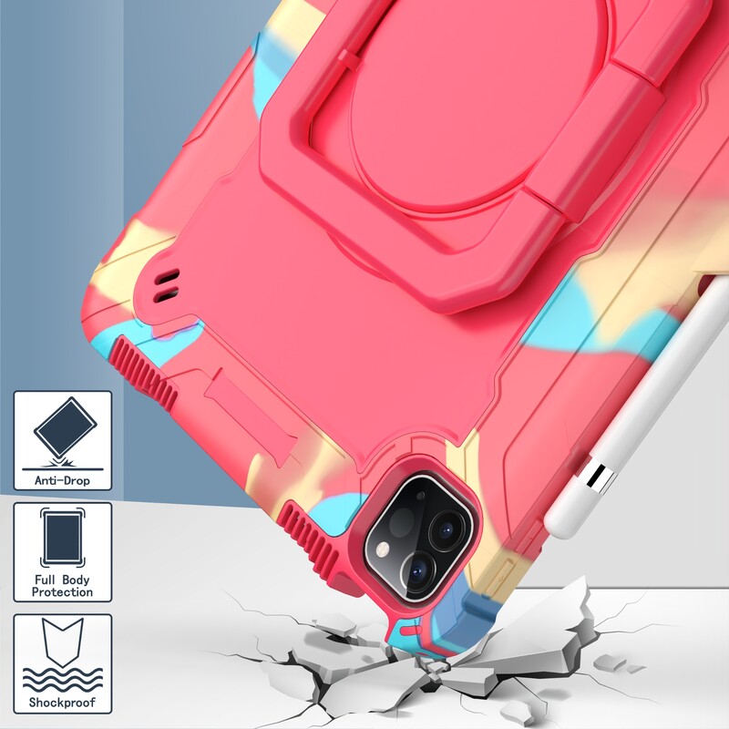 Pentru husă iPad 7th 8th 9th 10th Air 3rd 4th 5th Pro 11 Mini 6th mâner rotativ Suport tabletă Kickstand Curea de umăr Rezistent la șocuri