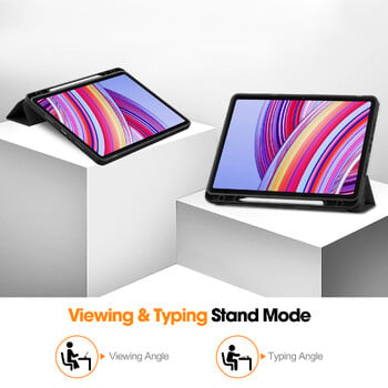 За Xiaomi Redmi Pad Pro 2024 Tri-Folding Flip Stand Case за Red Mi Pad Pro 12,1-инчов калъф за таблет с автоматично заспиване и слот за писалка