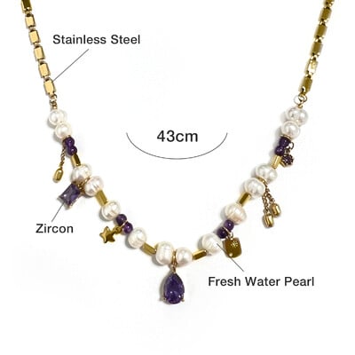 Természetes édesvízi gyöngy nyaklánc rozsdamentes acél természetes kő gyöngyök szív lánc ékszer kiegészítők lánynak ajándék