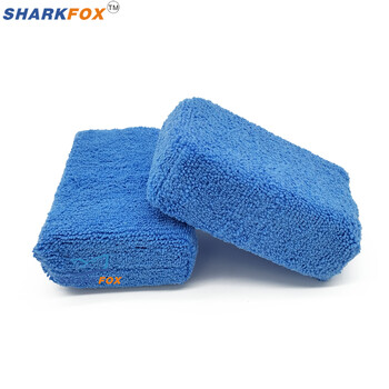 Sharkfox Rectangular Microfiber Applicator and Cleaning Pads Σφουγγάρι αποτρίχωσης με κερί μπλε και γκρι Care Γυάλισμα με κερί μικροϊνών