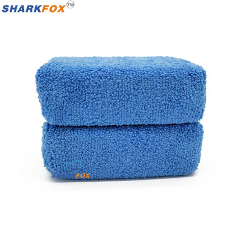 Sharkfox Rectangular Microfiber Applicator and Cleaning Pads Σφουγγάρι αποτρίχωσης με κερί μπλε και γκρι Care Γυάλισμα με κερί μικροϊνών