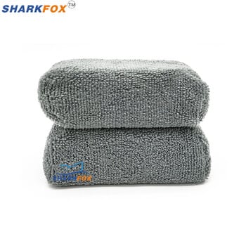 Sharkfox Rectangular Microfiber Applicator and Cleaning Pads Σφουγγάρι αποτρίχωσης με κερί μπλε και γκρι Care Γυάλισμα με κερί μικροϊνών