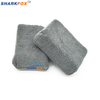 Sharkfox Rectangular Microfiber Applicator and Cleaning Pads Σφουγγάρι αποτρίχωσης με κερί μπλε και γκρι Care Γυάλισμα με κερί μικροϊνών