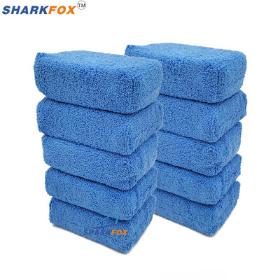 Sharkfox Rectangular Microfiber Applicator and Cleaning Pads Σφουγγάρι αποτρίχωσης με κερί μπλε και γκρι Care Γυάλισμα με κερί μικροϊνών